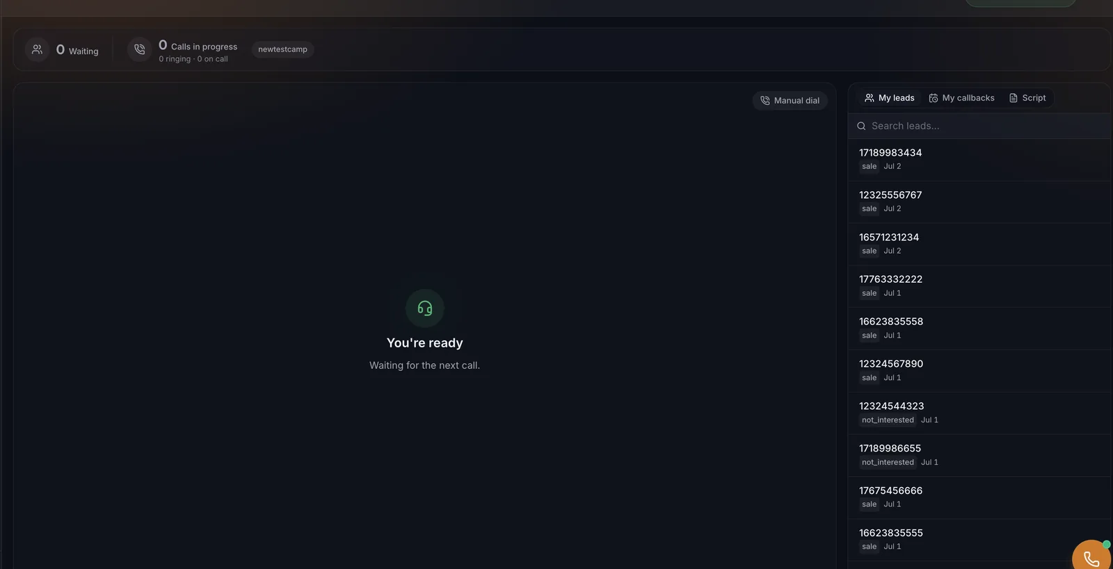 Clarion dark mode agent cockpit interface.
